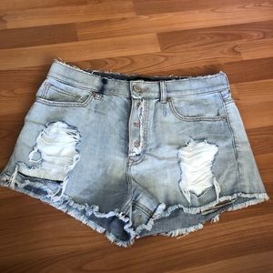 Express distressed denim shorts